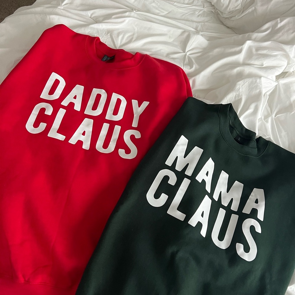 Daddy Claus&Mama Claus Sweatshirts Women’s M,Men’s XL